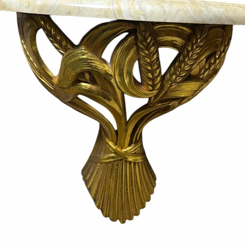 Syroco Gold Wheat Sheaf Wall Shelf Decor